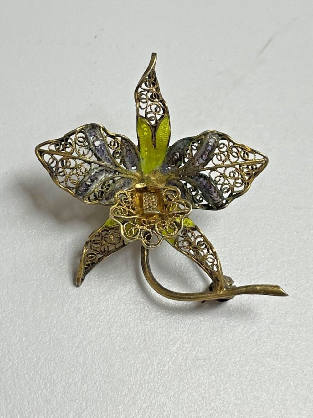 Vintage Signed 800 tested silver filigree brooch flower